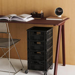 HAY Colour Crate M Square charcoal_HAY Colour Crate Lid Plastic M Square charcoal_HAY Colour Crate Wheels_X-Line Chair chromed steel.jpg