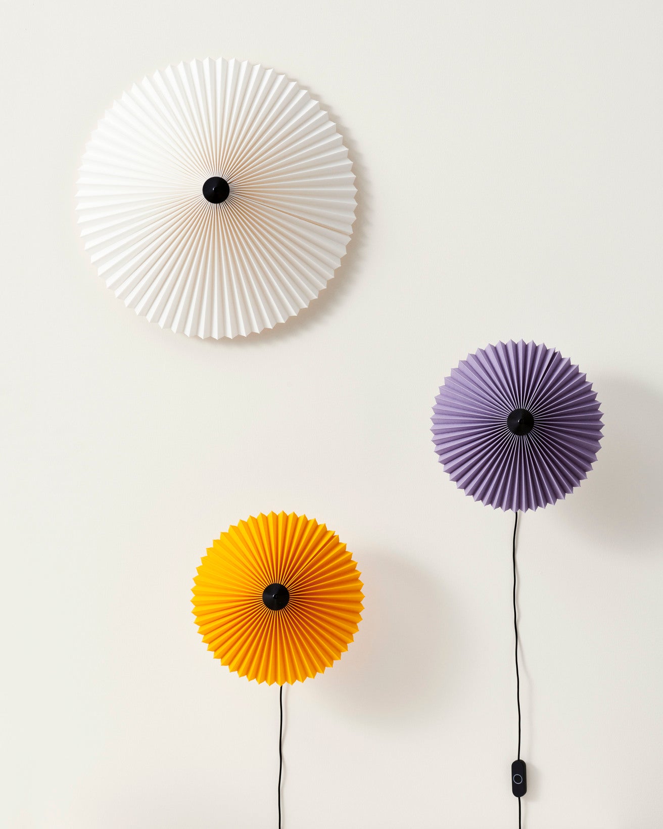 Matin Flush Mount 500 white shade_Matin Wall 300 yellow_lavender shade.jpg