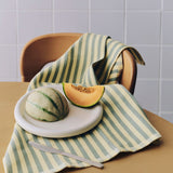 Canteen Tea Towel green and yellow block stripe_Barro Plate dia24 off white.jpg