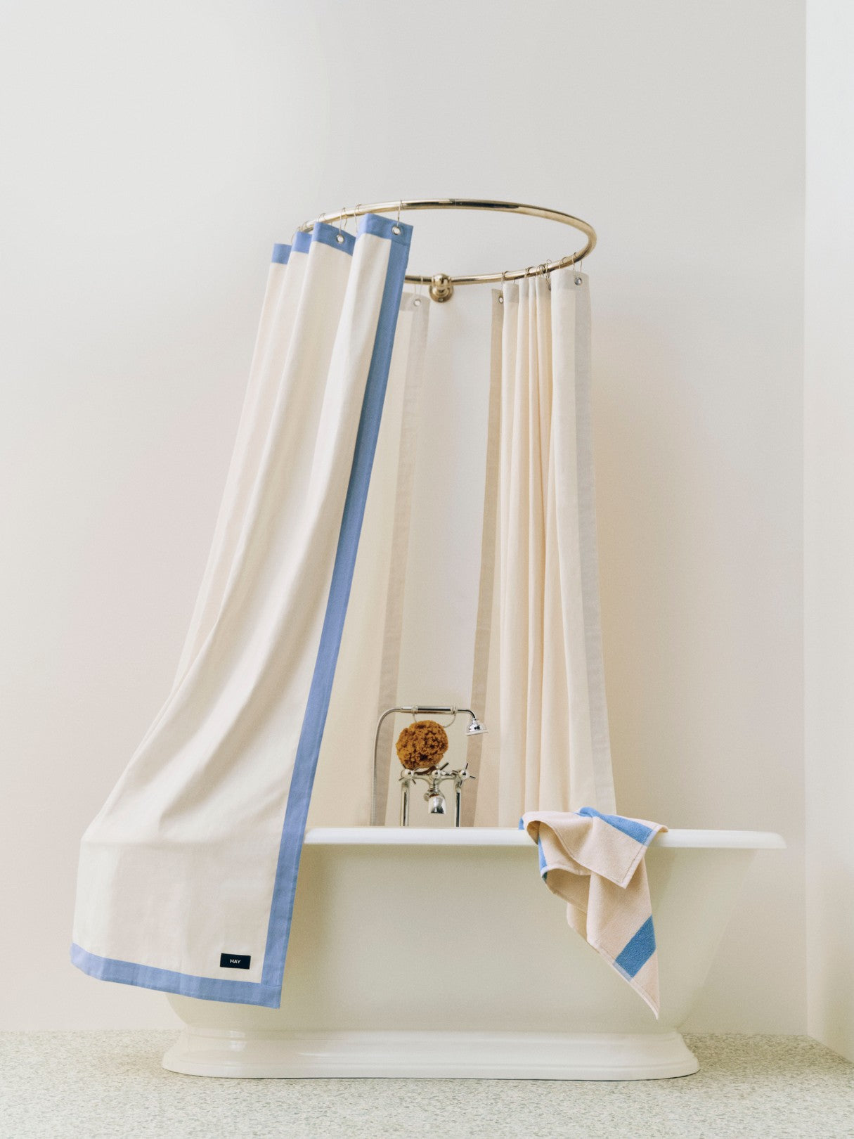 Outline Shower Curtain cream, blue_Stripe Bath Towel dusty blue.jpg