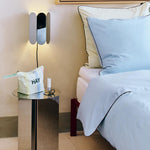 Slit-Table-High-mirror_Arcs-Wall-Switch-mirror_Outline-Bedlinen-soft-blue_Tiny-Candleholder-Curved-grey_Candy-Stripe-Wash-Bag-M-multi.jpg