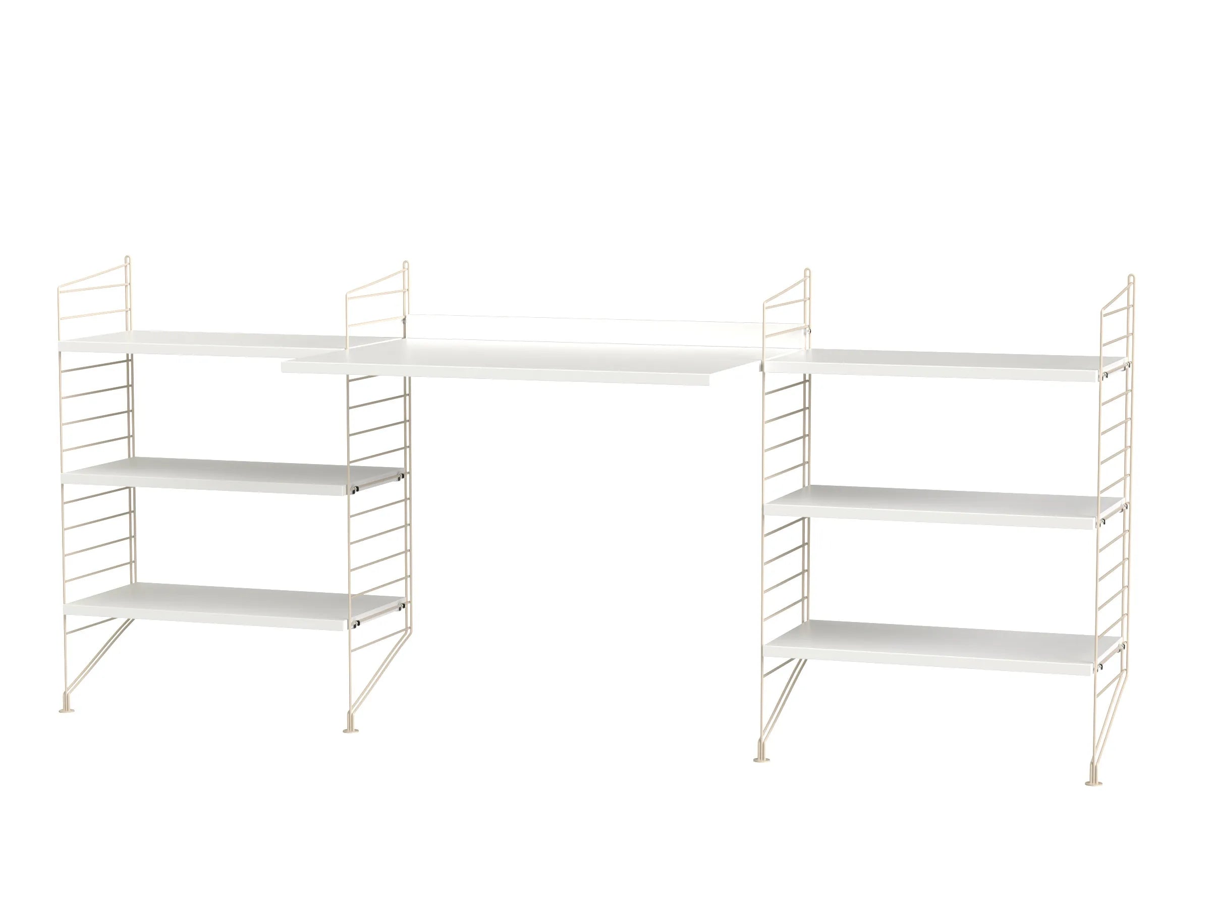String samsetning – Skrifstofa D – Beige/Hvítt