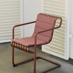 Terrazza Folding Seat Cushion Bold Stripe Terracotta_Palissade Cantilever Dining Armchair iron red.jpg