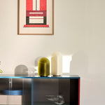 Colour Cabinet Floor L multi with glass doors_Parade Table Lamp 240 moss green_320 shell white.jpg