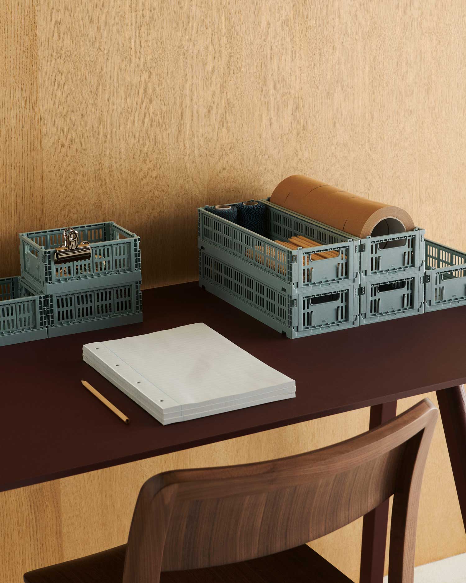 HAY-Colour-Crate-Mini-Oblong-dusty-blue_HAY-Colour-Crate-Mini-dusty-blue_Pastis-Chair-wb-lacquered-walnut_CPH-90-Desk-burgundy.jpg