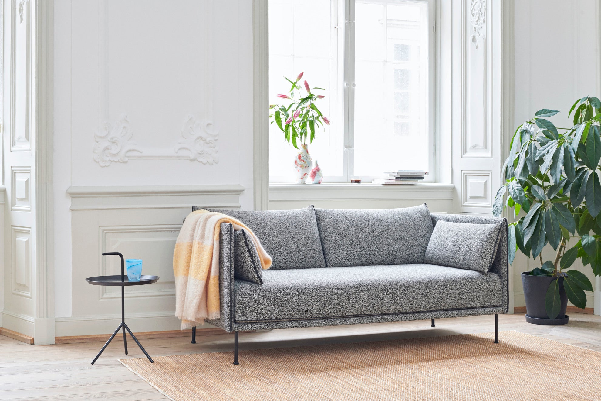 Silhouette Sofa Olavi by HAY 03_DLM Black_Moire Kelim Yellow.jpg