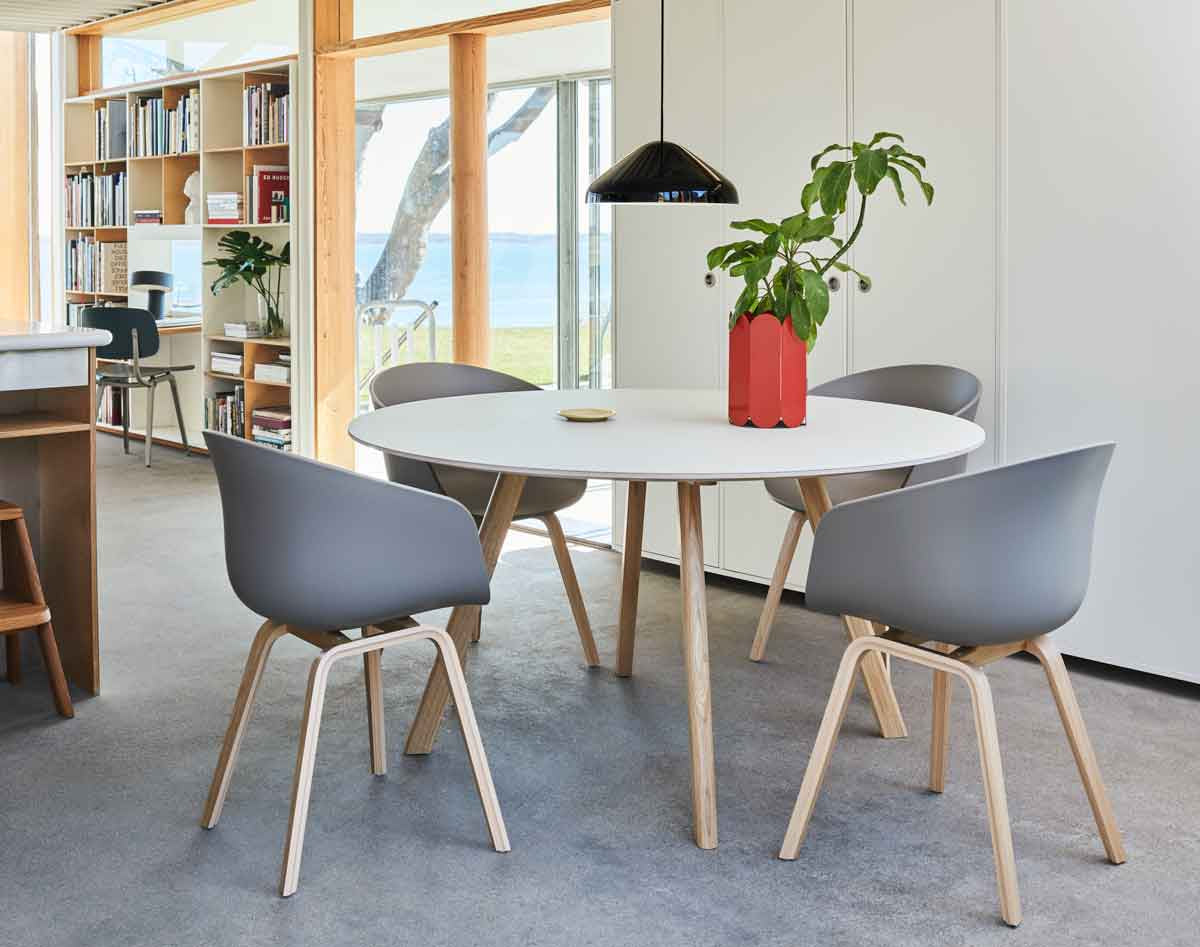 AAC-22-concrete-grey-2.0-shell-wb-lacquer-oak_Pao-Steel-Pendant-230-soft-black_Arcs-Vase-red.jpg