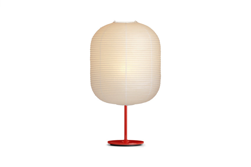 AB692-B531_Common Table lamp base signal red steel stem and signal red base_Oblong shade on.jpg