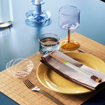 Bamboo Place Mat natural_Colour Sticks multi_Tint Wine Glass pink and yellow_Flare Stripe light blue with white.jpg