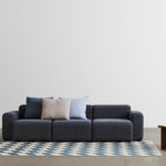 Mags Low 3 Seater comb 1 Overlap 03_Chisel Lounge Chair front uph Volume by HAY 01 and wb lacquered walnut_Apex Floor Lamp iron black_Shift Kelim Rug blue 01.jpg