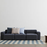Mags Low 3 Seater comb 1 Overlap 03_Chisel Lounge Chair front uph Volume by HAY 01 and wb lacquered walnut_Apex Floor Lamp iron black_Shift Kelim Rug blue 01.jpg