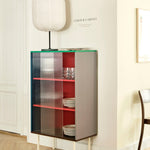 Colour Cabinet Tall w glass doors multi_Common Table lamp base soft black steel stem and soft black steel base_Oblong shade.jpg