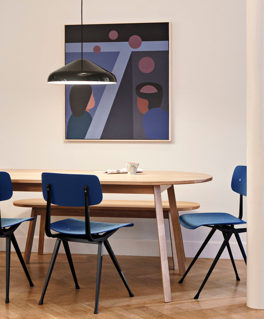 Result Chair dark blue wb lacquer oak seat black frame_Triangle Leg Table wb lacquer oak_Pao Steel Pendant 470 soft black.jpg