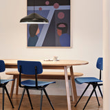 Result Chair dark blue wb lacquer oak seat black frame_Triangle Leg Table wb lacquer oak_Pao Steel Pendant 470 soft black.jpg