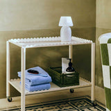 Arcs-Trolley-Low-eggshell_Apollo-Portable-white_Mono-Hand-Towel-sky-blue_HAY-Colour-Crate-S-dark-green.jpg