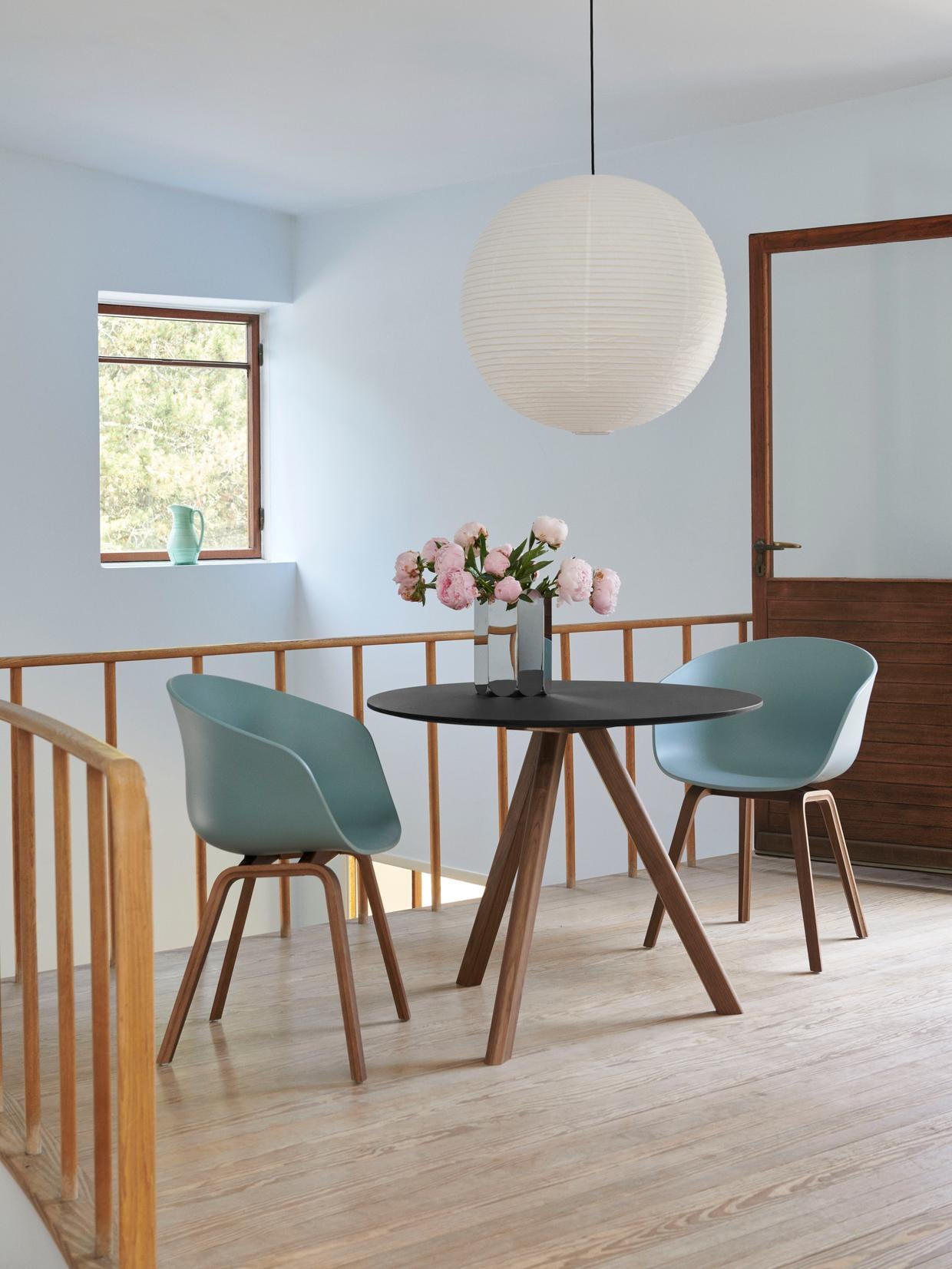 AAC 22 dusty blue 2.0 wb lacquer walnut base_CPH 20 Table black lino wb lacquer walnut base_Arcs Vase mirror.jpg