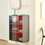 Colour Cabinet Tall w glass doors multi_Common Table lamp base soft black steel stem and soft black steel base_Oblong shade.jpg