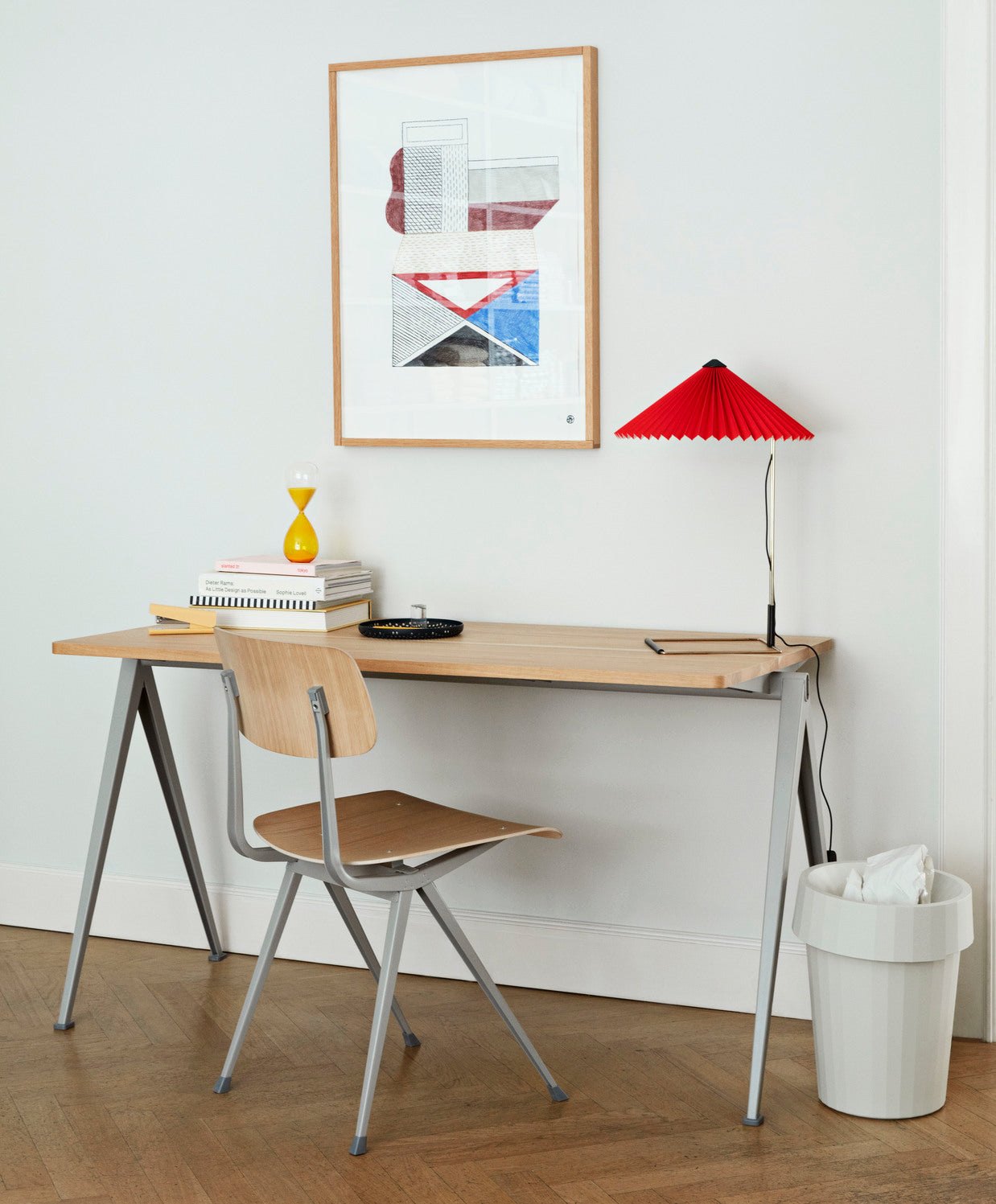 Result Chair wb lacquer oak beige frame_Pyramid Table 01 matt lacquer oak beige frame_Matin Table Lamp bright red shade.jpg