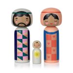 Tréstytta  Kokeshi NATIVITY 3/pk