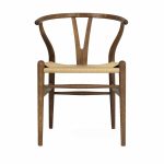 Stóll Y eik/reykt olía, natur flétt seta