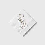 Servíettur ÚTSKRIFT hvítar m/gulli