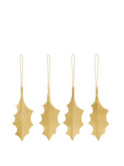Jólaskraut HOLLY LEAF 4/pk brass