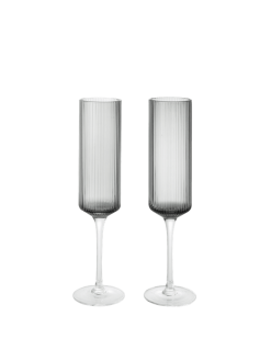 Kampavínsglas FLUTES RIPPLE 2/pk sm.grey