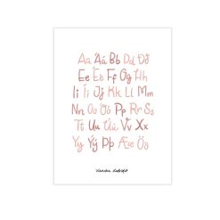 Stafrófsplakat 30x40 bleikt