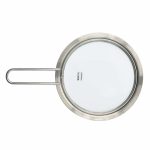 Lok á pott, flatt m/gleri Ø16cm SS
