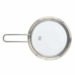 Lok á pott, flatt m/gleri Ø16cm SS